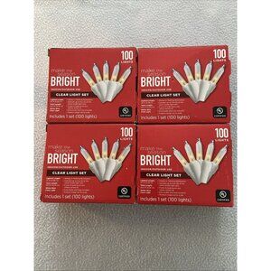 100 Clear Mini Lights White Wire 20.6 ft Wedding Party Holiday Decor Lot of 4